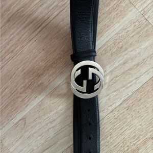 Gucci Black Belt with Silver Buckle